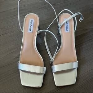 Steve Madden Luxe Metallic Block Healed Strappy Sandal Square Toe Luxe 11M